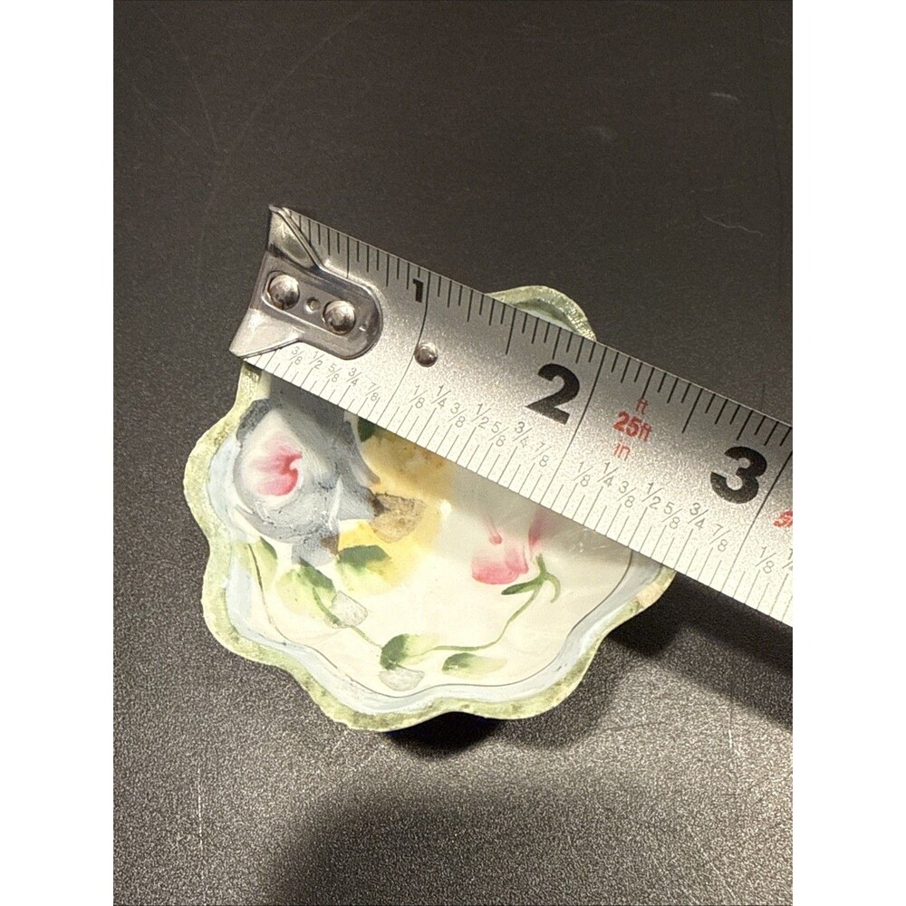 Vintage Pair Nippon Pink Hand Painted Floral Trinket Dish Small Handpainted - Picture 7 of 8